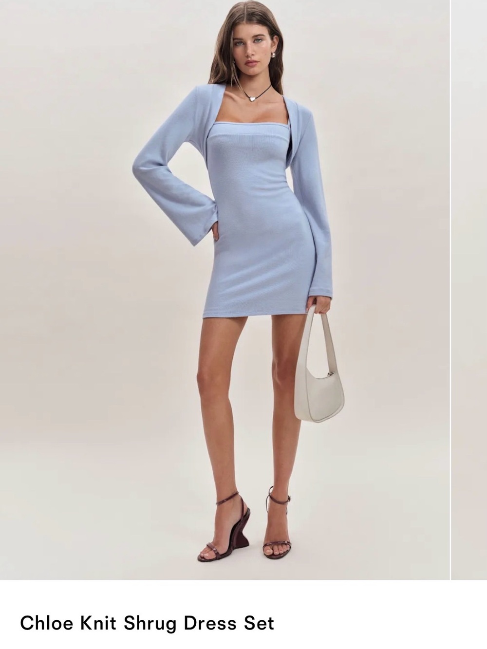 Reformation Chloe Knit Shrug Dress Set Blue - Size XL